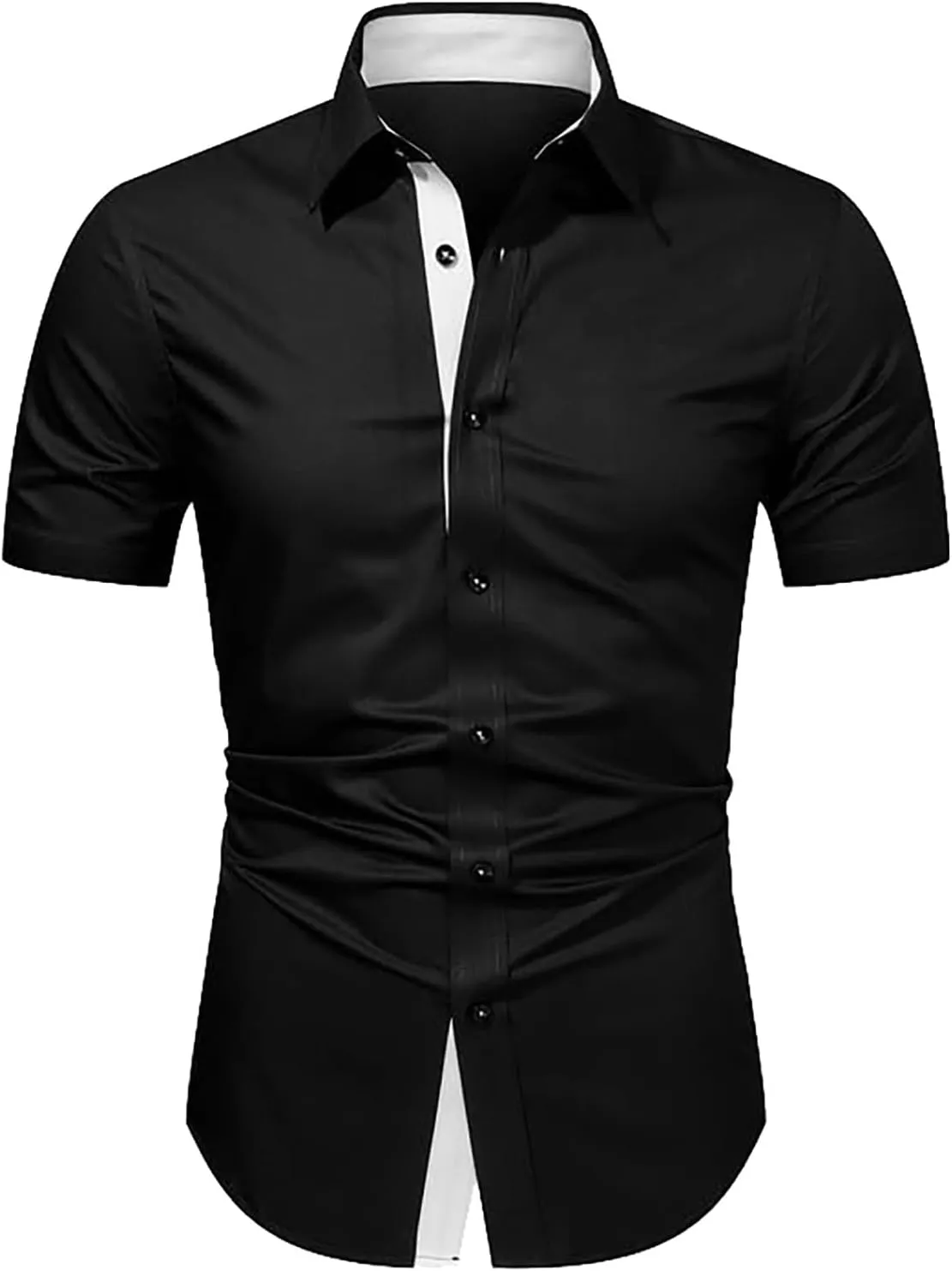 Mens Casual Button Down Shirts Wrinkle-Free Short Sleeve Business Dress Shirt Summer Fashion Collared Vacation Blouse