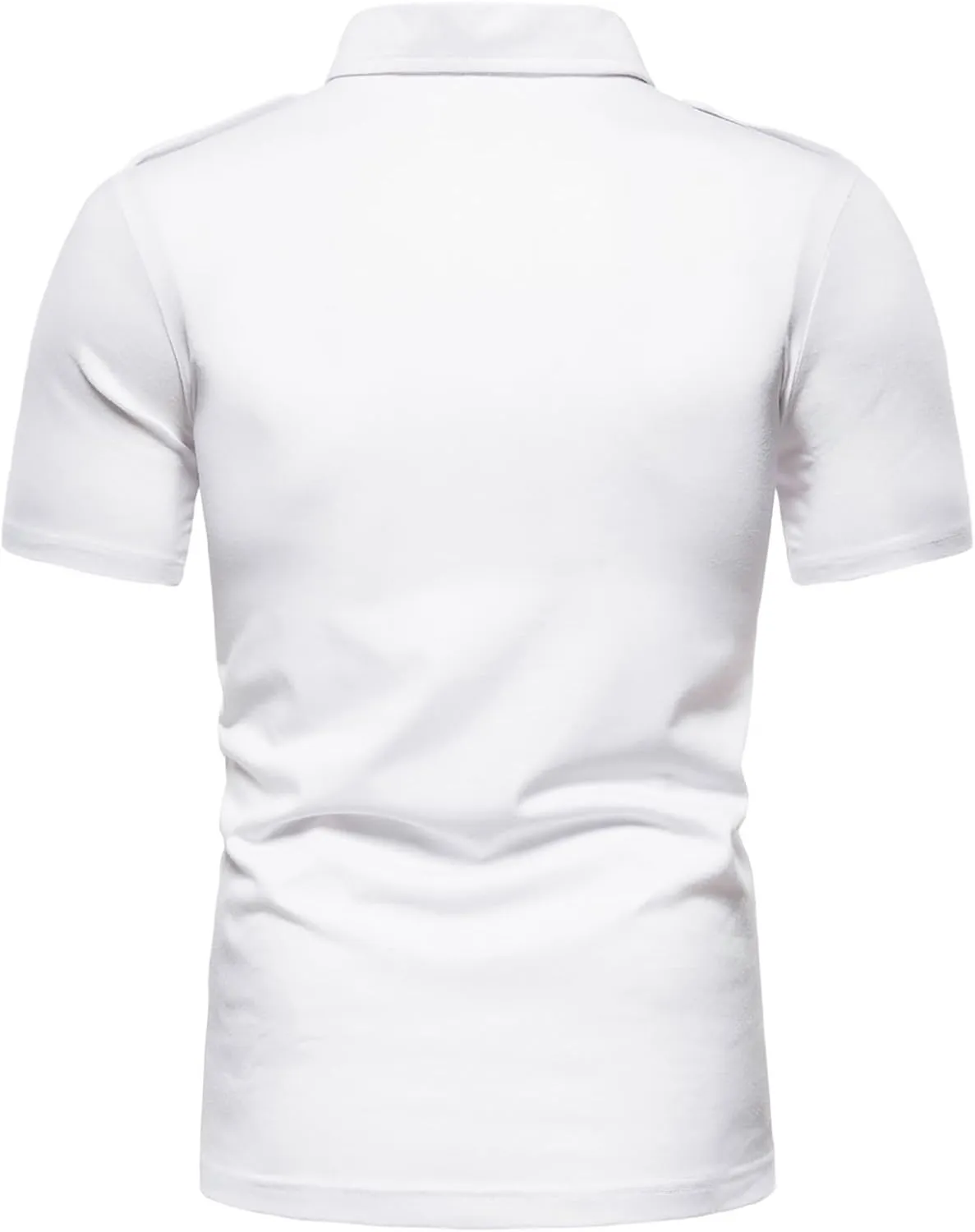 Mens Casual Polo Shirts Classic Button Basic Short Sleeve Shirt Solid Cotton Golf Stylish Slim Fit Tops with Pockets