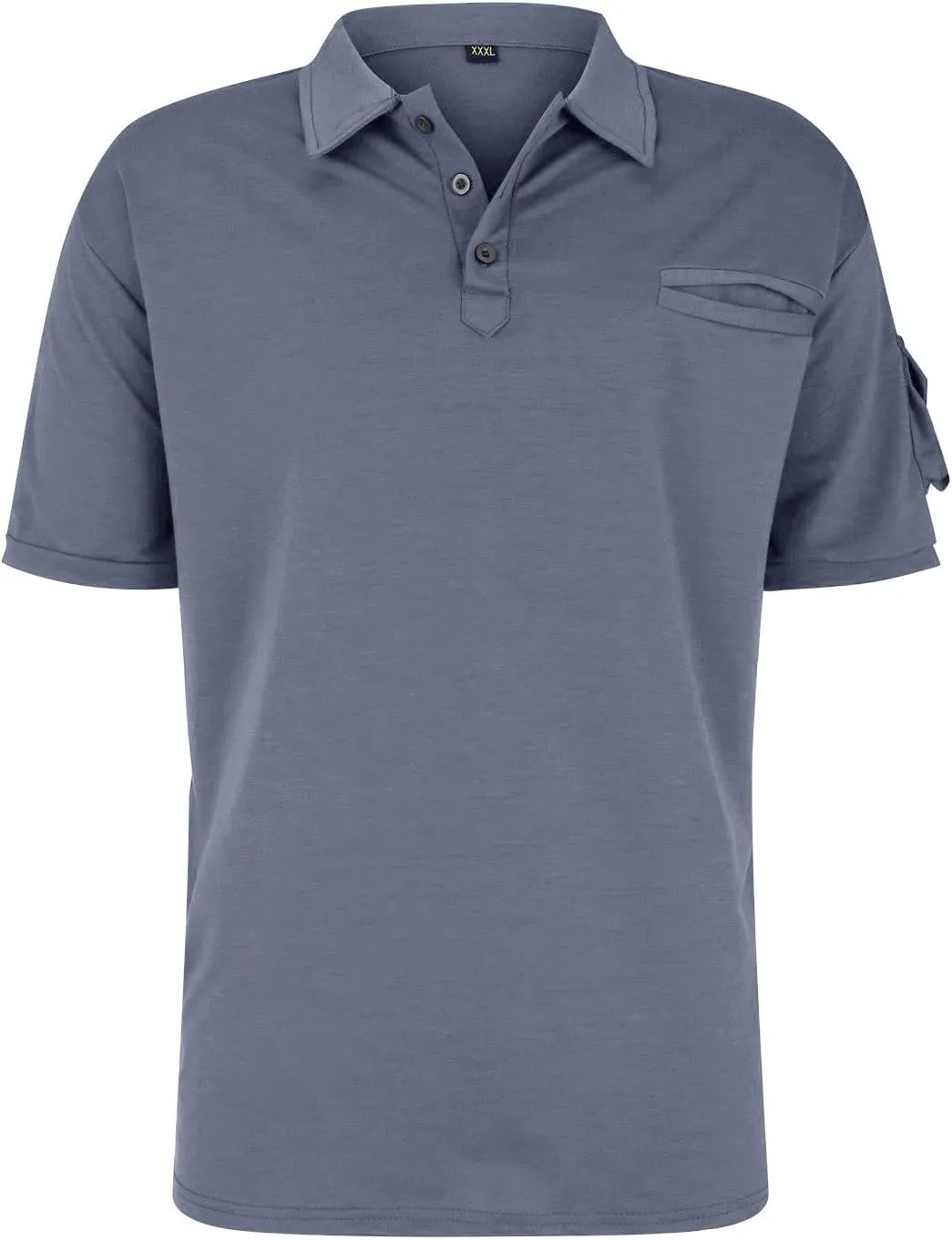 Men's Casual Polo Shirts Classic Short Sleeve Lapel Golf Shirt Fashion Slim Fit Button Down Sports Tops with Pockets