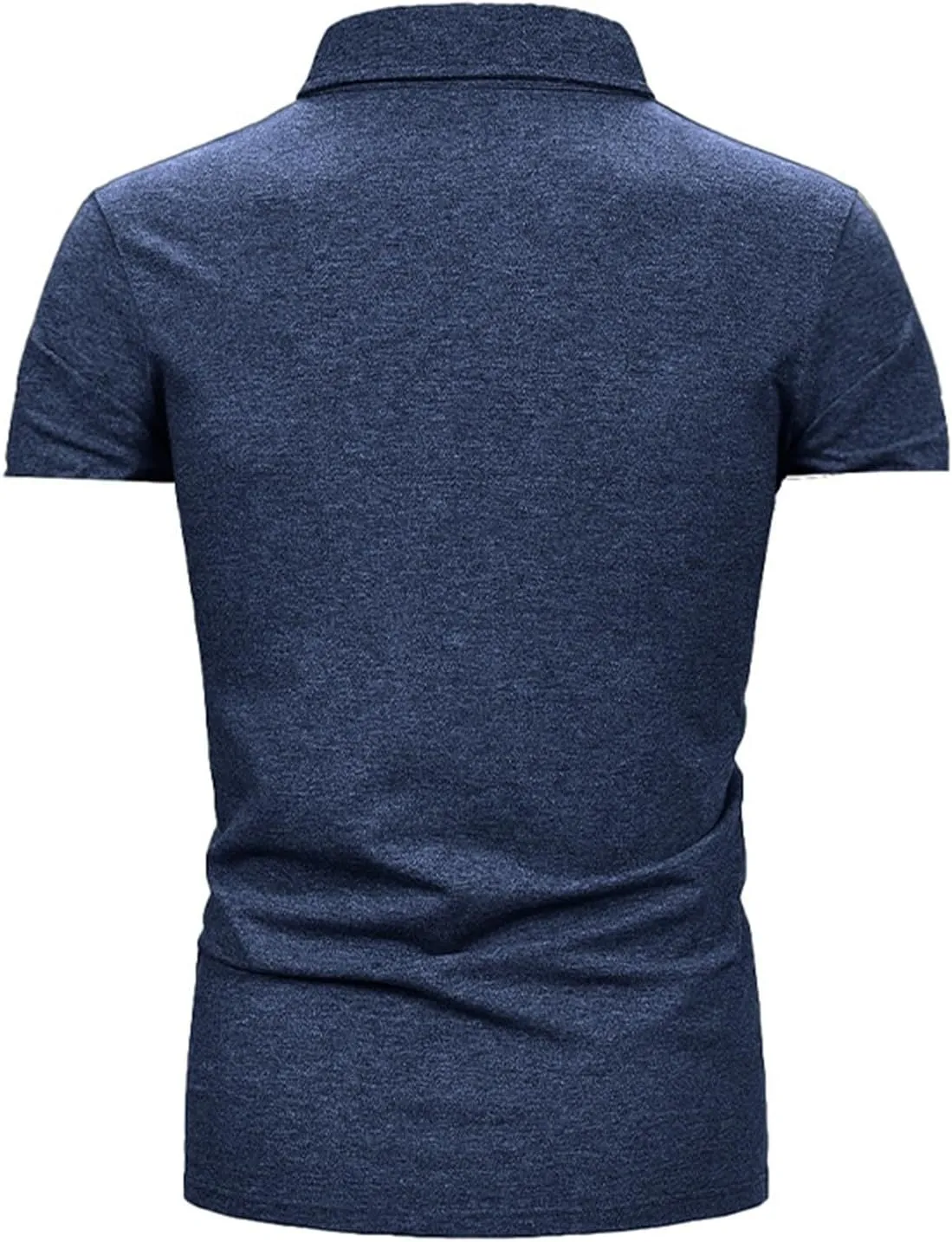 Mens Casual Slim Fit Polo Shirts Short Sleeve Classic Lapel Collar Quarter Button Tops Cotton Breathable Muscle Shirt