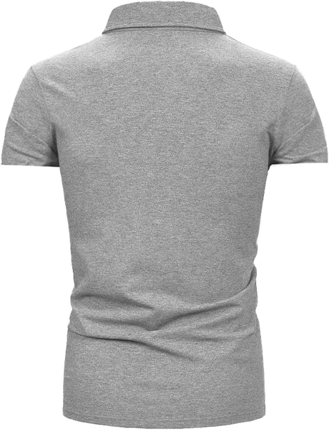 Mens Casual Slim Fit Polo Shirts Short Sleeve Classic Lapel Collar Quarter Button Tops Cotton Breathable Muscle Shirt