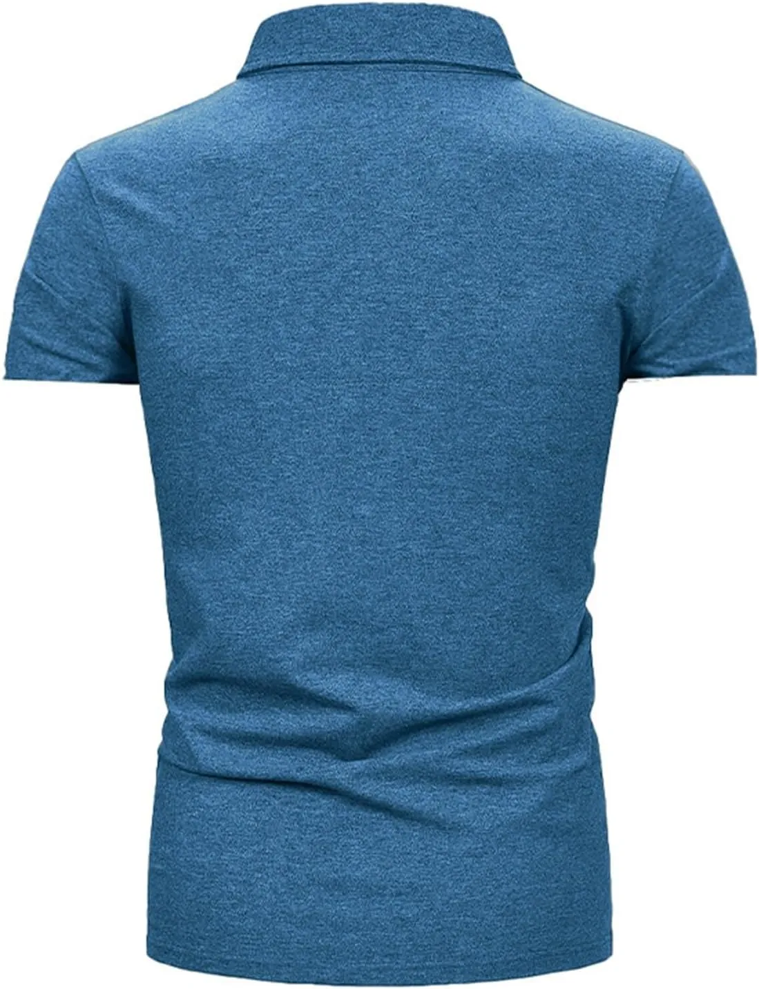 Mens Casual Slim Fit Polo Shirts Short Sleeve Classic Lapel Collar Quarter Button Tops Cotton Breathable Muscle Shirt