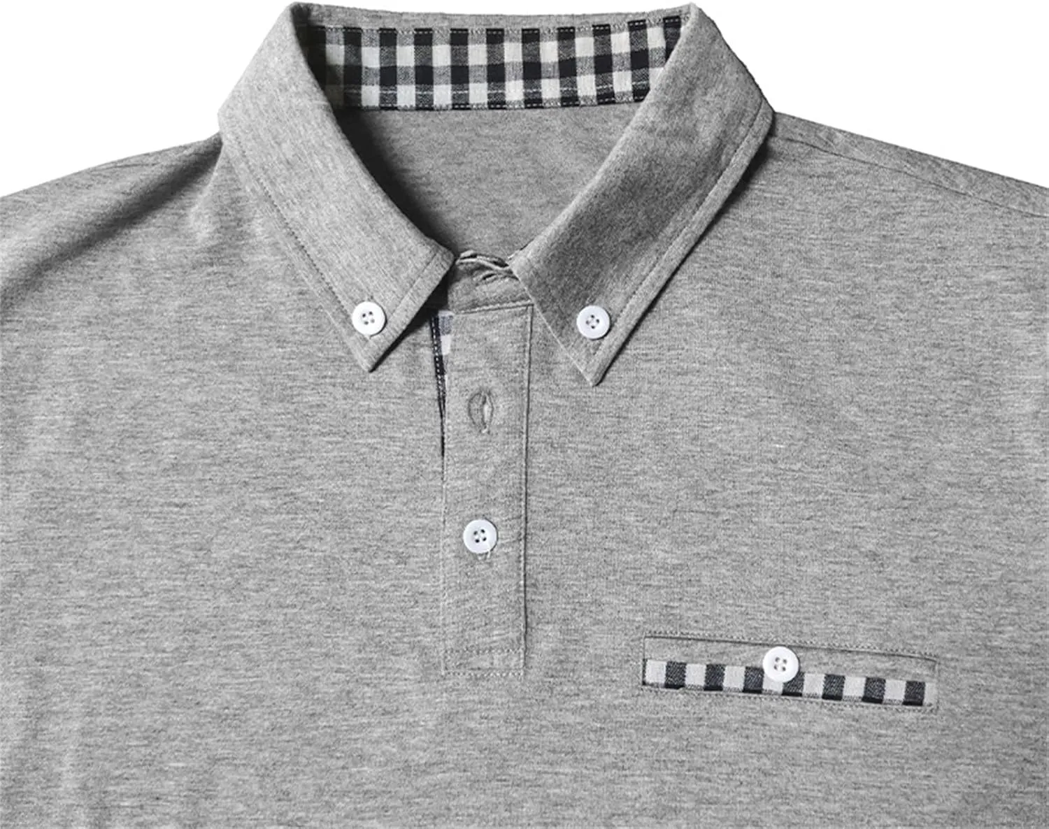 Mens Casual Slim Fit Polo Shirts Short Sleeve Classic Lapel Collar Quarter Button Tops Cotton Breathable Muscle Shirt
