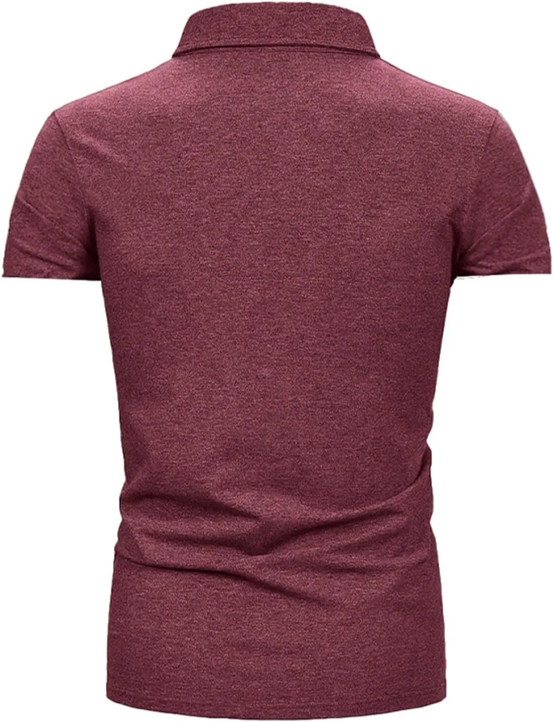 Mens Casual Slim Fit Polo Shirts Short Sleeve Classic Lapel Collar Quarter Button Tops Cotton Breathable Muscle Shirt