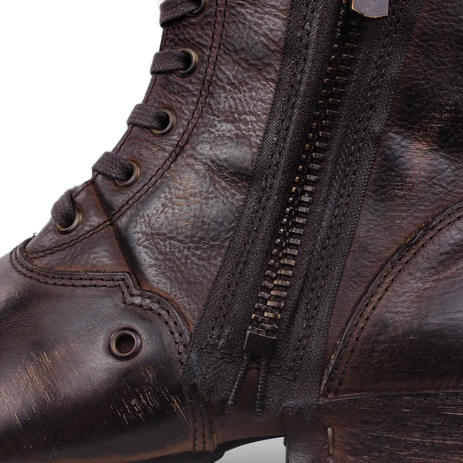Mens Chukka Biker Cowboy Stylish Motorcycle Combat Hiking Fashion Casual Cowhide Leather Ankle Side Zipper Boots CD-5008-8-Retro-US-R