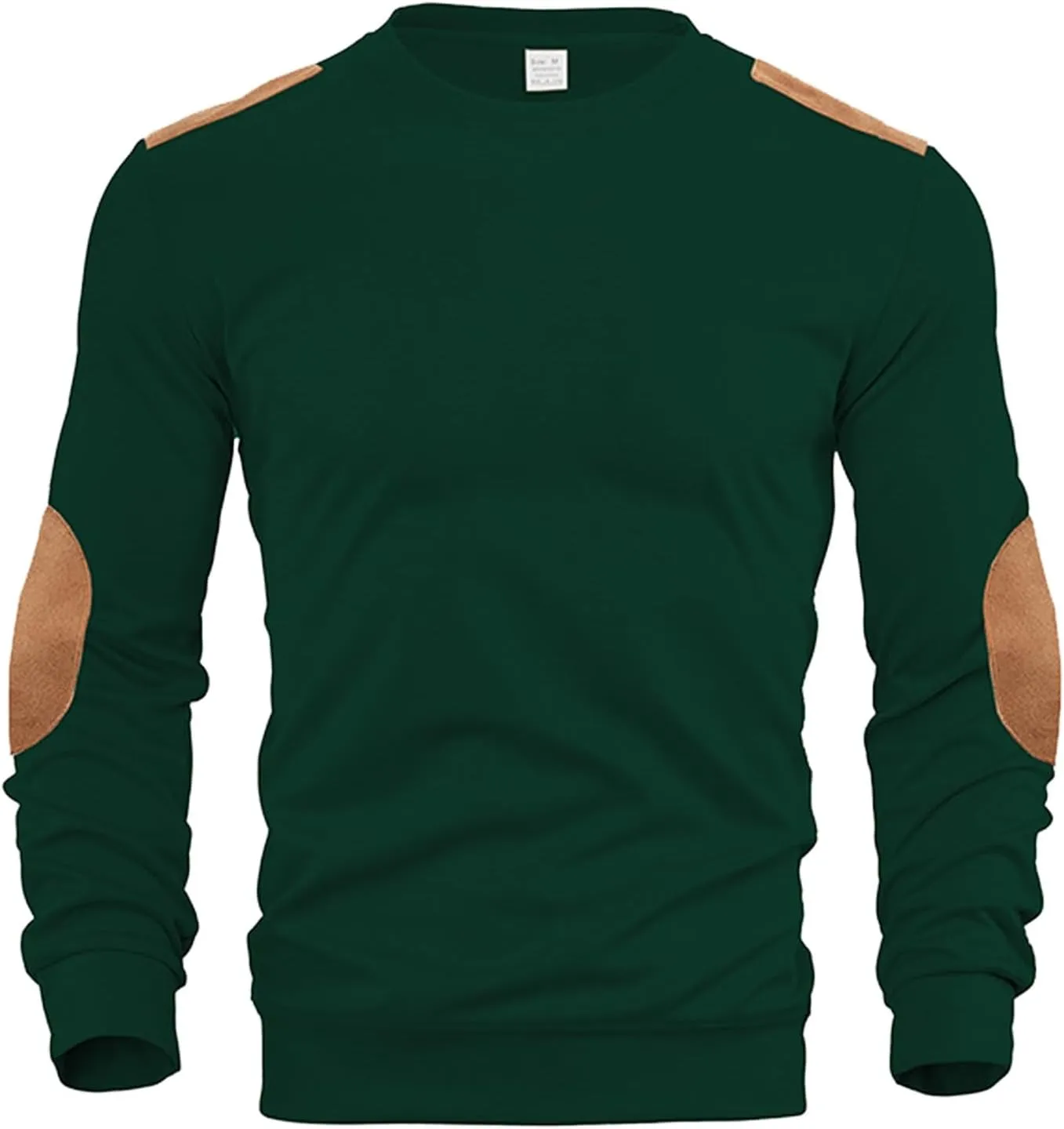 Men's Creeneck Long Sleeve Shirt Casual Loose Color Block Regular Fit Base T Shirts Fashion Athletic Pullover Sweater