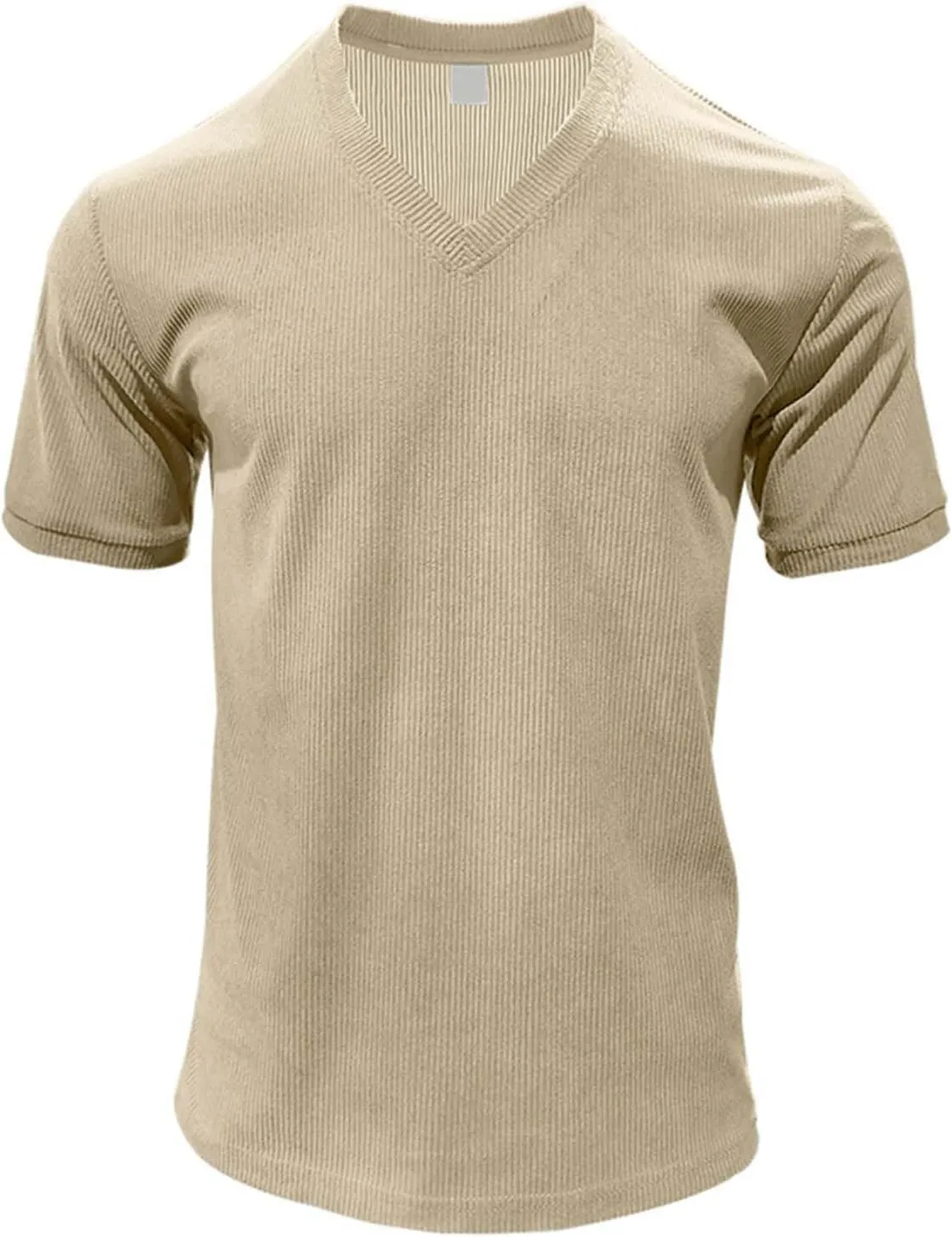 Men's Deep V Neck Muscle T Shirts Summer Ribbed Stretch Gym Workout Tee Shirt Casual Short Sleeve Low Cut Knit Tops