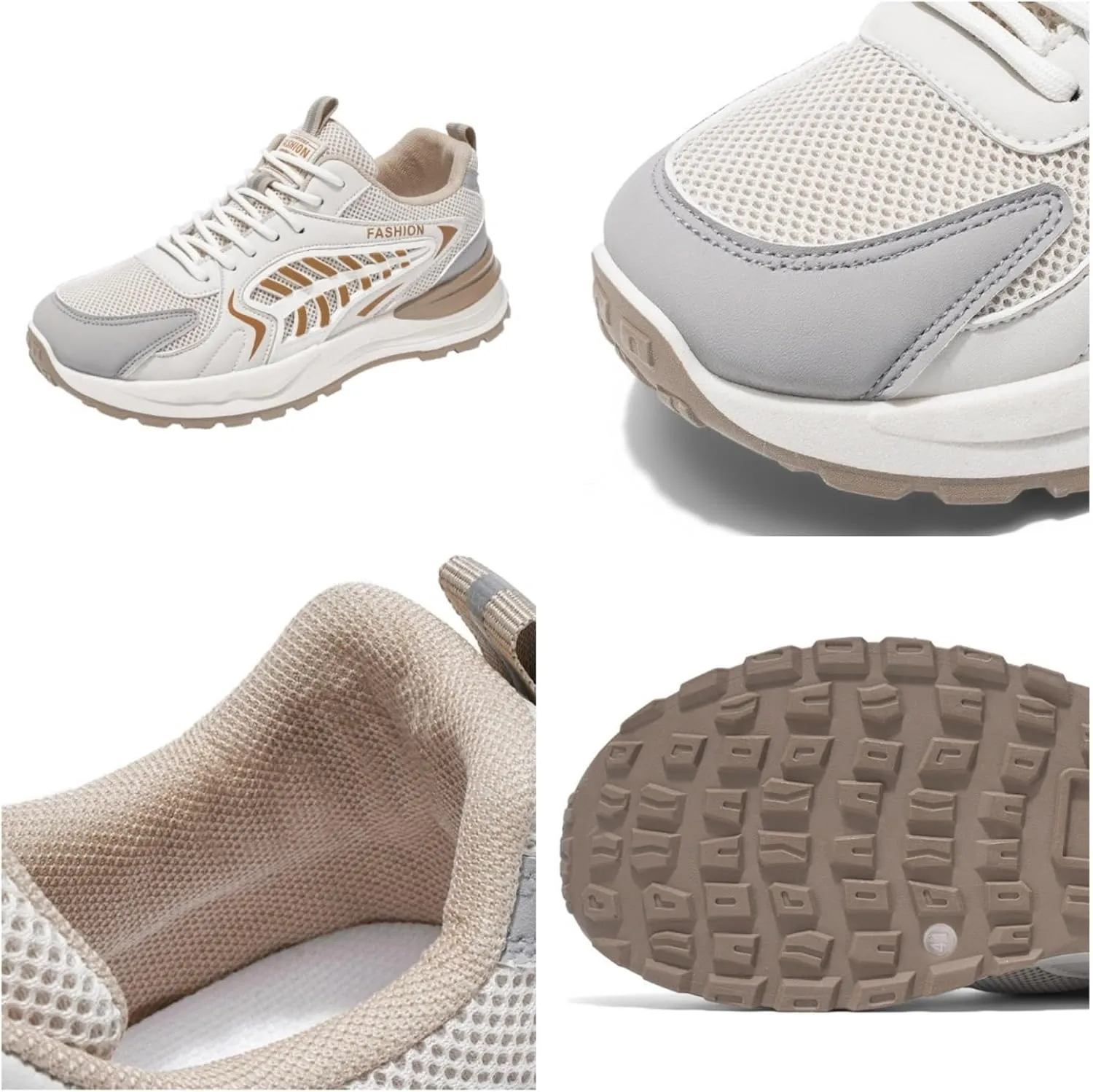 Men's Fashion Breathable Mesh Lace Up Sneakers Casual Platform Running Tennis Shoes for Athletic Gym Workout Training Walking