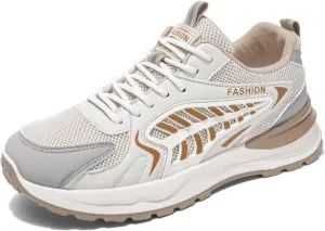 Men's Fashion Breathable Mesh Lace Up Sneakers Casual Platform Running Tennis Shoes for Athletic Gym Workout Training Walking