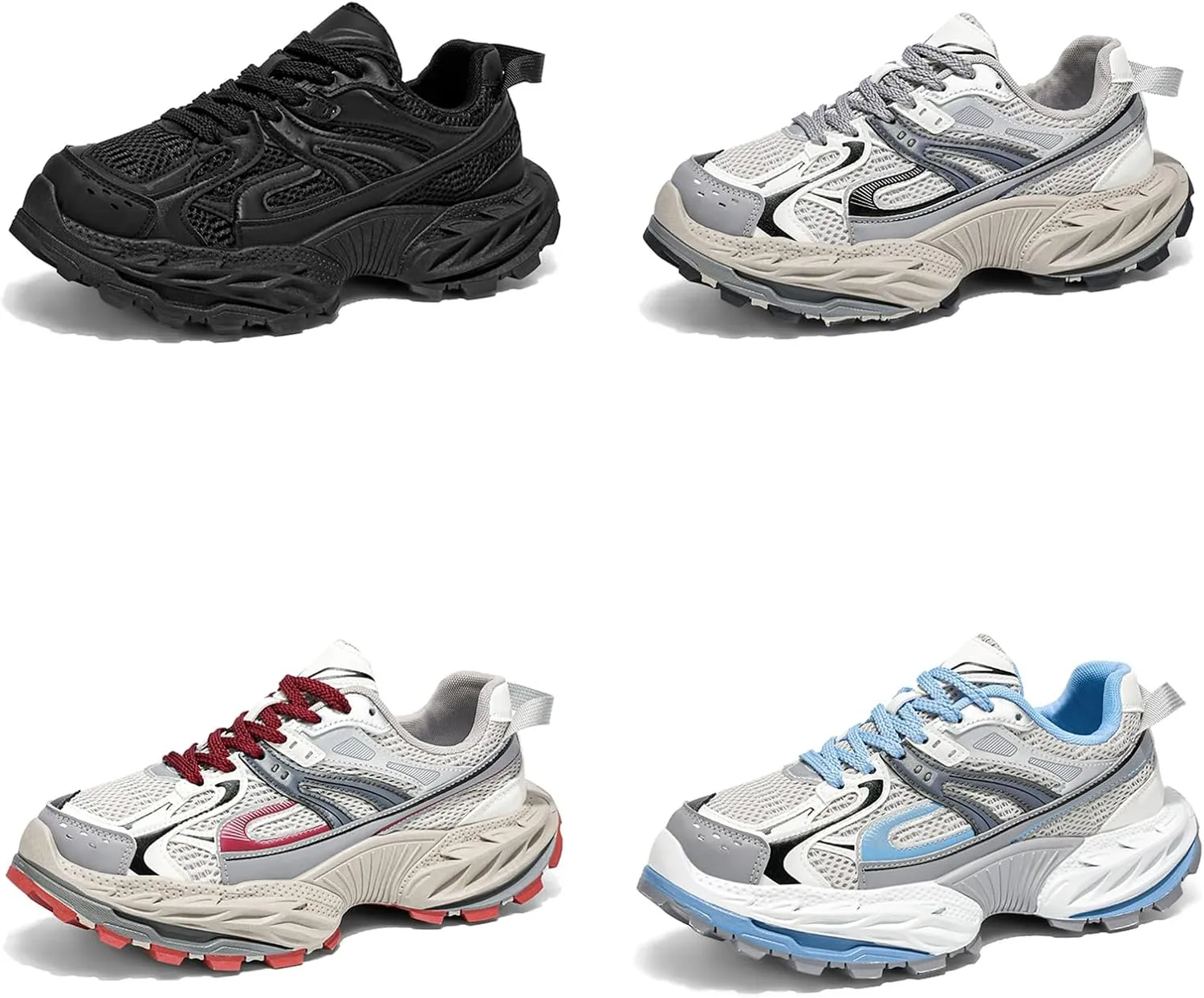 Men's Fashion Colorblocking Chunky Platform Lace-up Sneakers Casual Non Slip Round Toe Shoes for Walking Driving Daily Shoes
