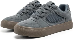 Men's Fashion Hollow Suede Leather Platform Lace Up Sneakers Casual Low Top Breathable Lightweight Walking Trainers Tennis Skate Shoes