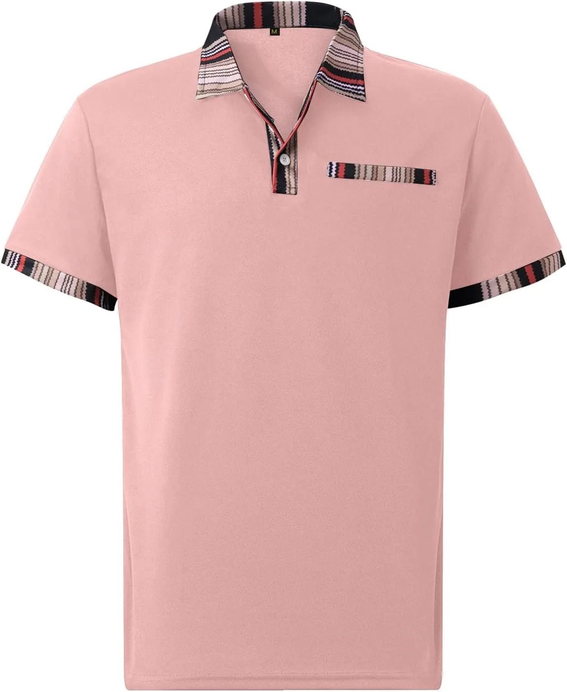 Mens Golf Polo Shirts Short Sleeve Button Up Moisture Wicking Plaid Collar T-Shirts Casual Loose Athletic Tennis Tops