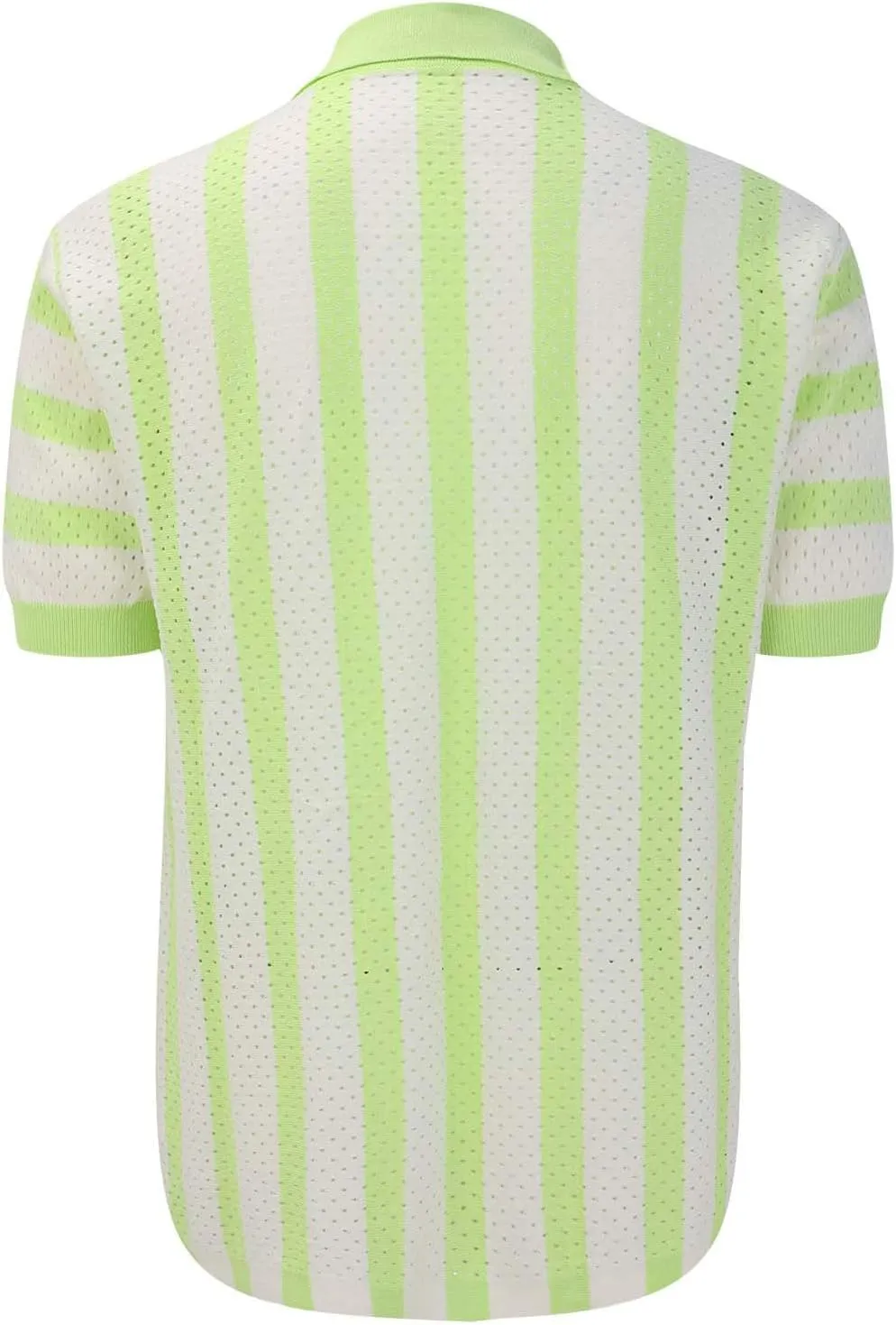 Men's Knit Fishnet Shirts Short Sleeve Button Down Breathable Polo Shirt Fashion Casual Summer Beach Vacation Shirts