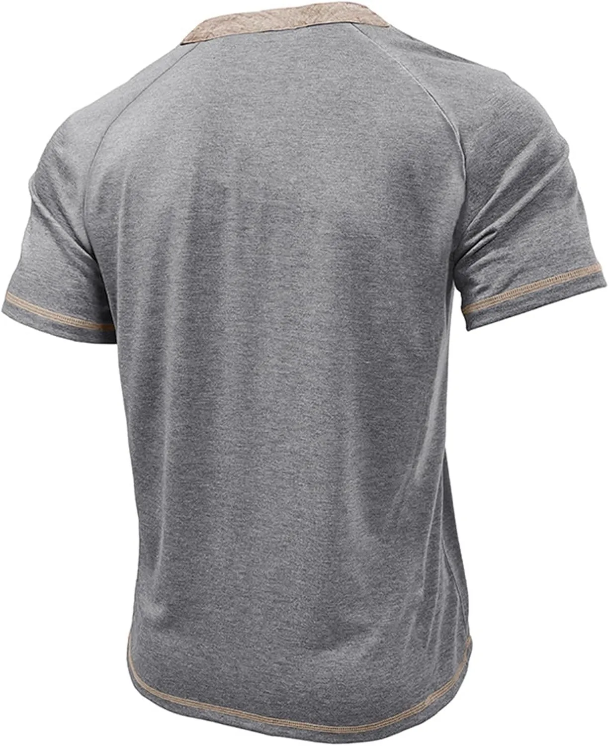Men's Muscle Slim Henley Shirts Crewneck Short Sleeve Button Down Slim Fit Longline T-Shirt Gym Workout Athletic Tees
