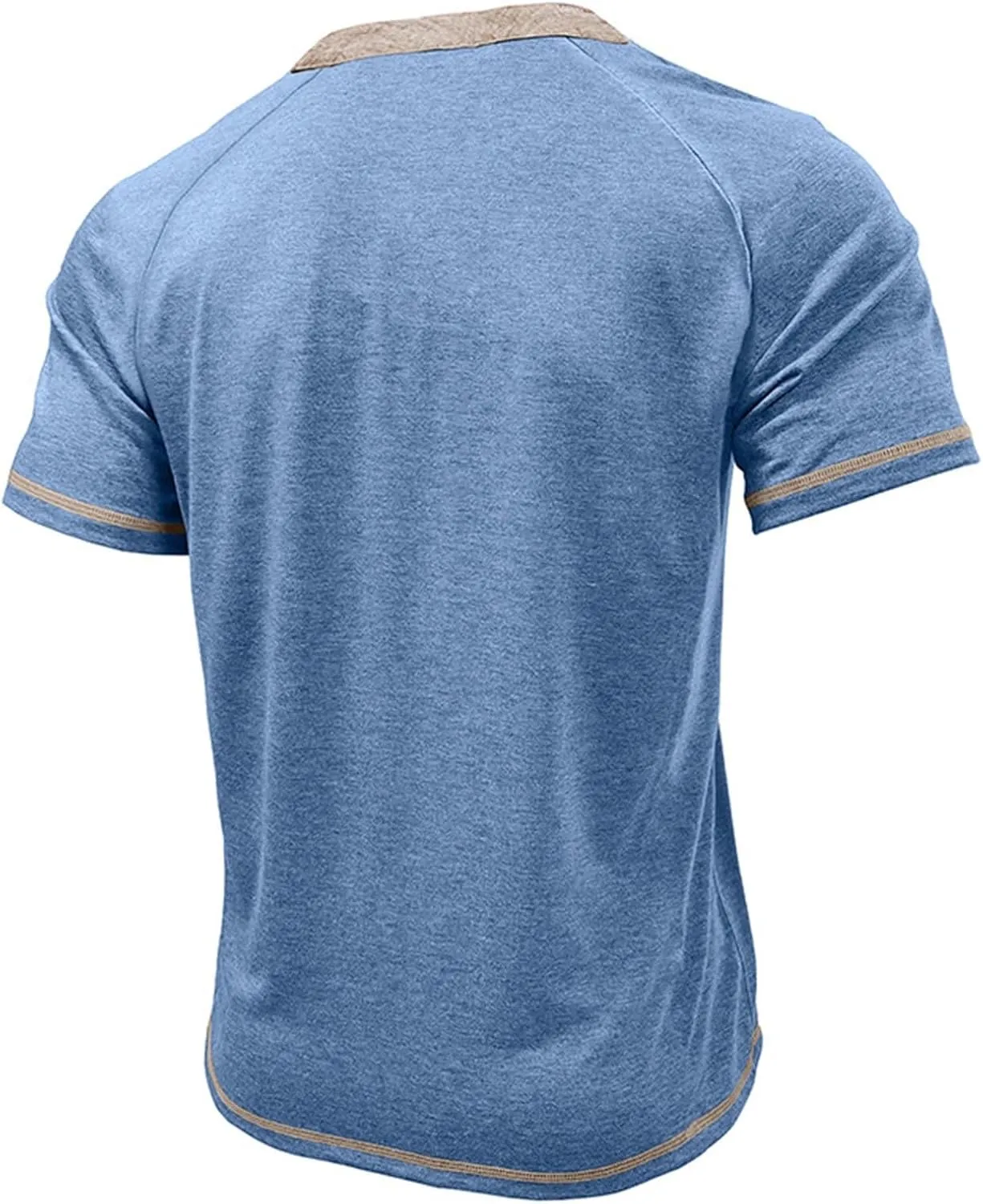 Men's Muscle Slim Henley Shirts Crewneck Short Sleeve Button Down Slim Fit Longline T-Shirt Gym Workout Athletic Tees