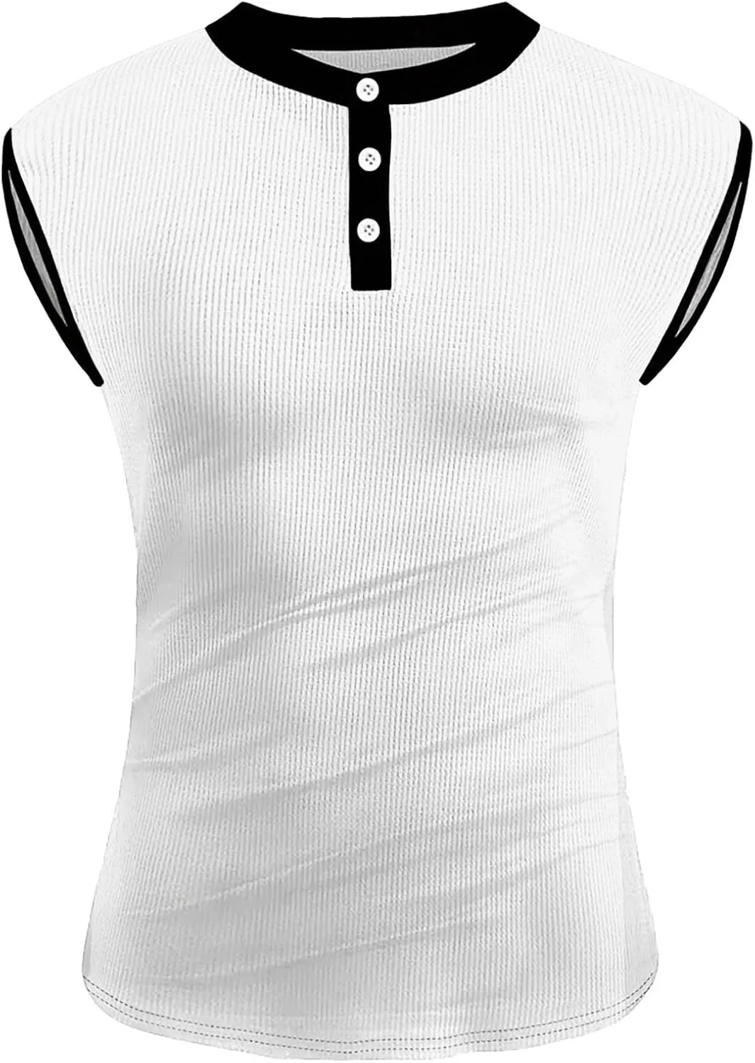 Mens Ribbed Muscle Tank Tops Button Down Slim Fit Sleeveless Henley Shirts Gym Bodybuilding Casual Beach Hippie Shirt