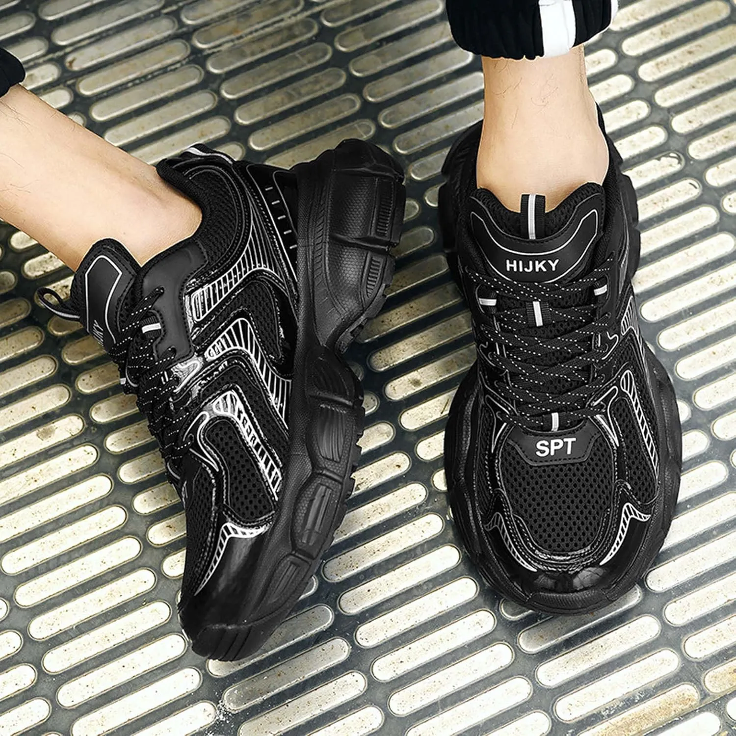 Men's Running Shoes High Top Sneakers Thick Bottom Casual Shoes Street Fashion Walking Shoes Outdoor Training Jogging Tennis Shoes
