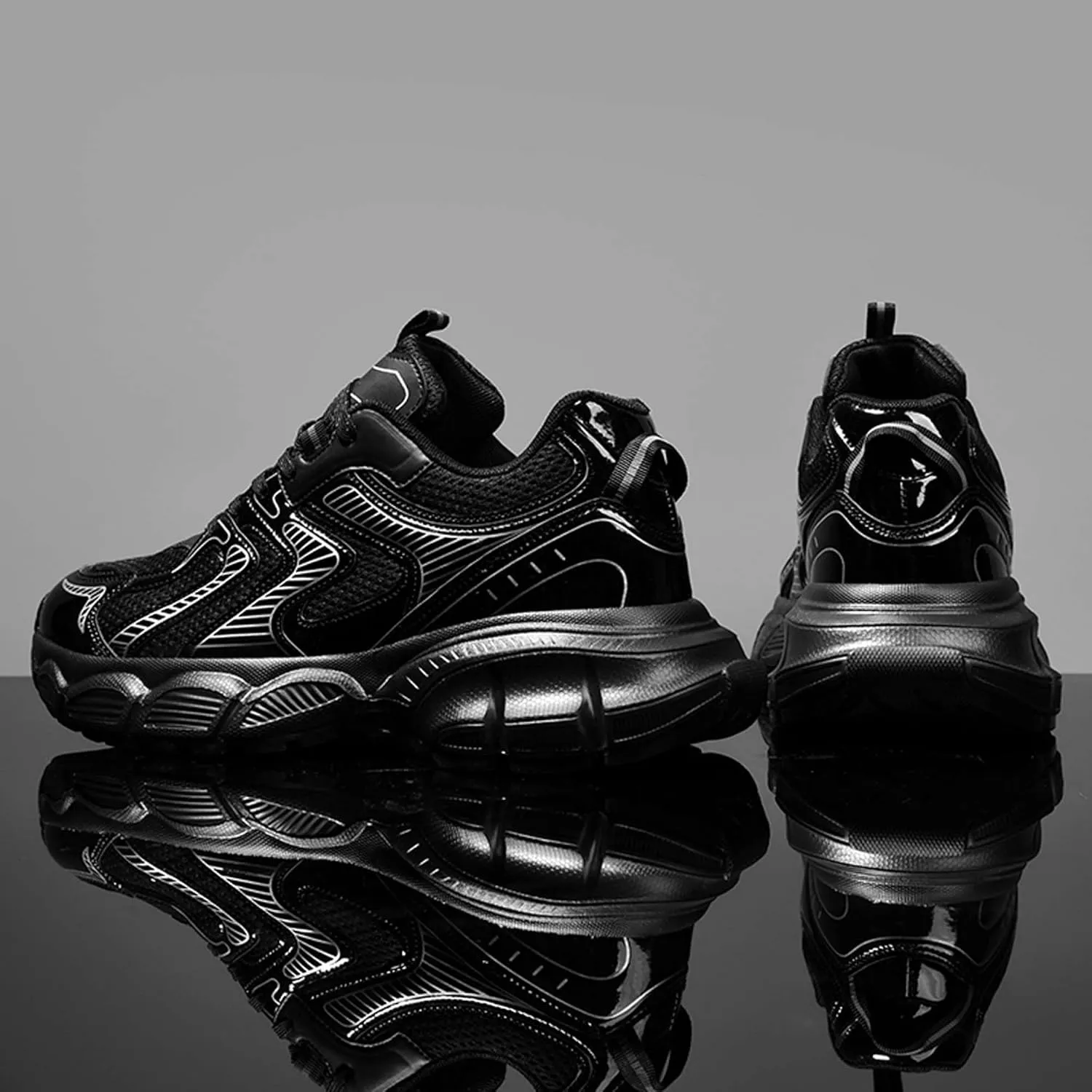 Men's Running Shoes High Top Sneakers Thick Bottom Casual Shoes Street Fashion Walking Shoes Outdoor Training Jogging Tennis Shoes