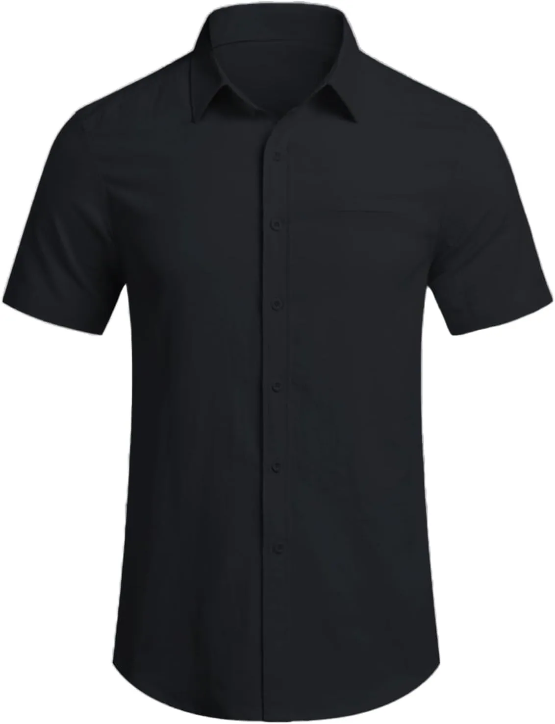 Mens Short Sleeve Dress Shirt Wrinkle Free Solid Casual Lapel Button Down Blouse Summer Beach Business Wedding Shirts