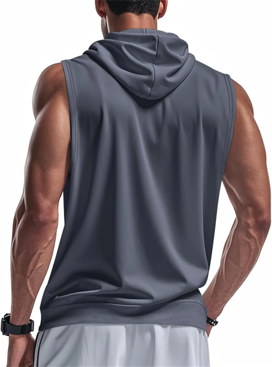 Mens Sleeveless Hooded Tank Tops Workout Zip Up Gym Fitness Training Shirts Muscle Cut Off T Shirt Bodybuilding Vests