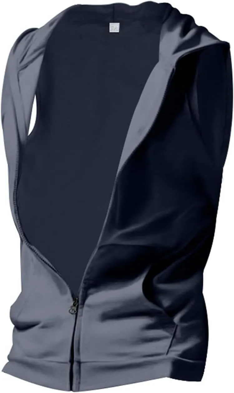 Mens Sleeveless Hooded Tank Tops Workout Zip Up Gym Fitness Training Shirts Muscle Cut Off T Shirt Bodybuilding Vests