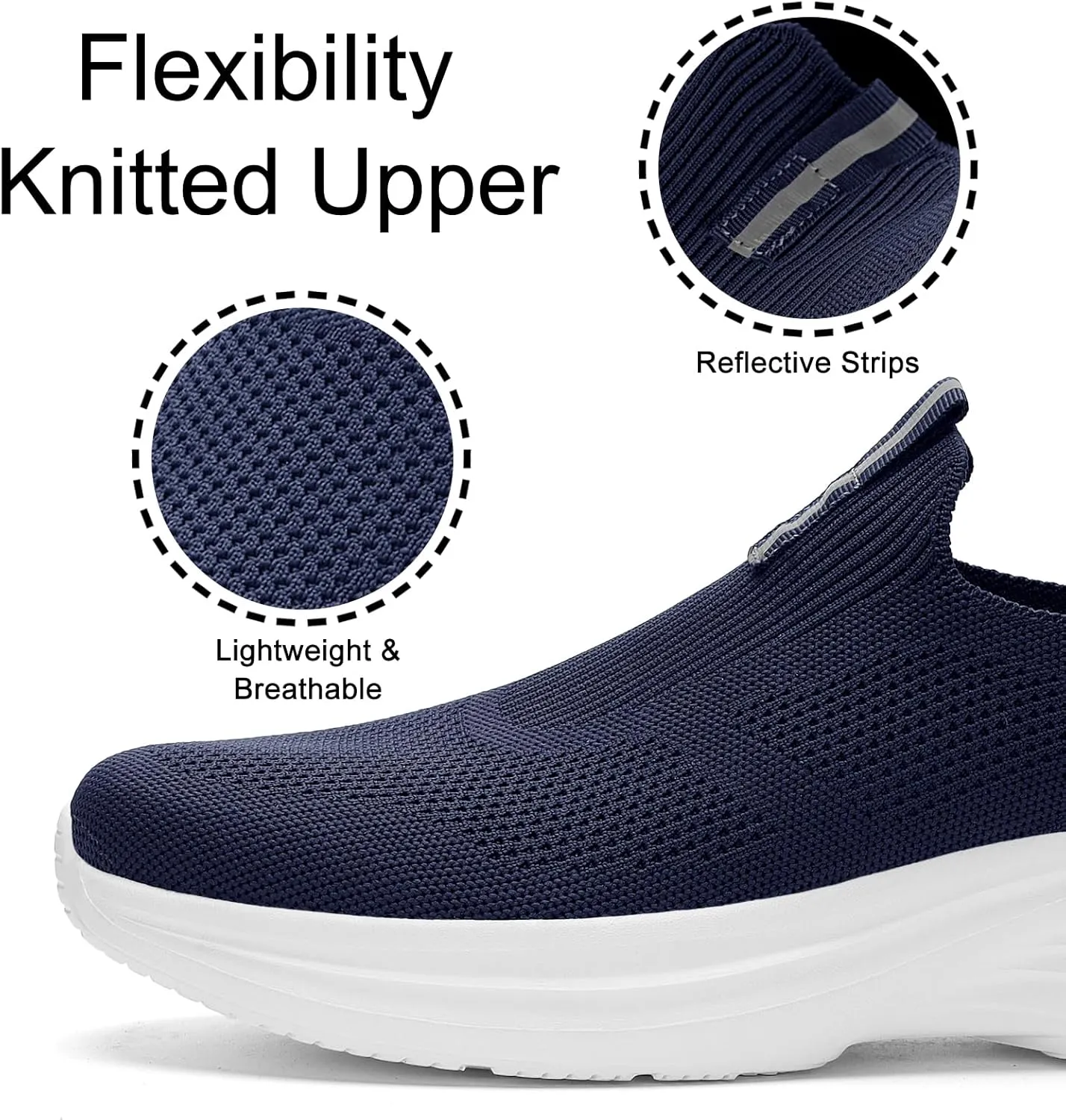 Mens Slip On Walking Shoes Lightweight Tennis Shoes Gym Running Sneakers for Sports and Outdoor Activities