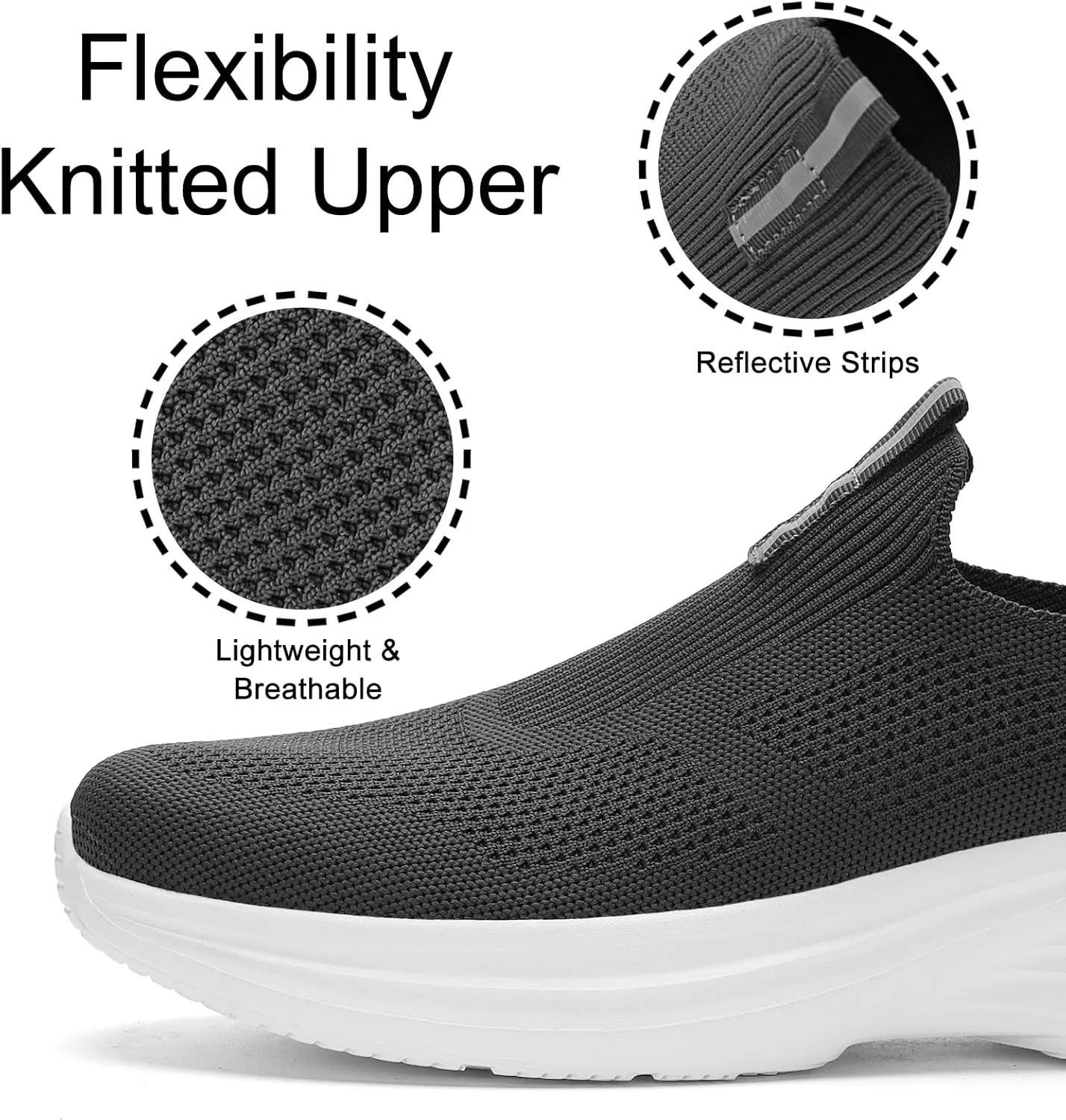 Mens Slip On Walking Shoes Lightweight Tennis Shoes Gym Running Sneakers for Sports and Outdoor Activities
