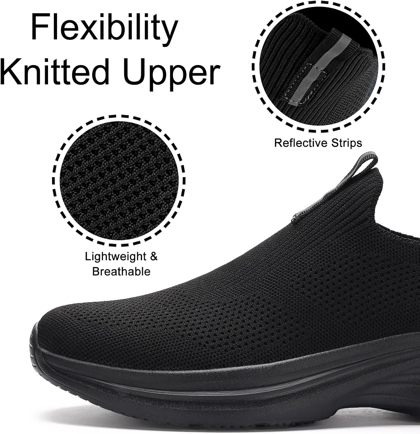 Mens Slip On Walking Shoes Lightweight Tennis Shoes Gym Running Sneakers for Sports and Outdoor Activities
