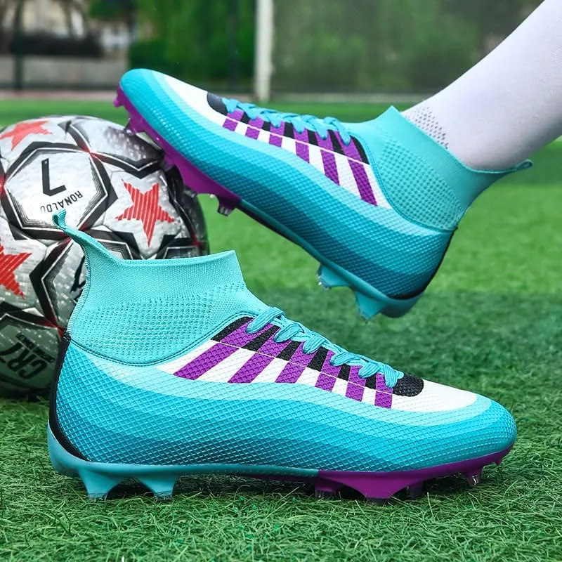 Men's Soccer Cleats Football Shoes High-Tops Non-Slip Spikes Indoor Outdoor Firm Ground Turf Sports Athletic Combat Boots Shoes Size 4.5-12