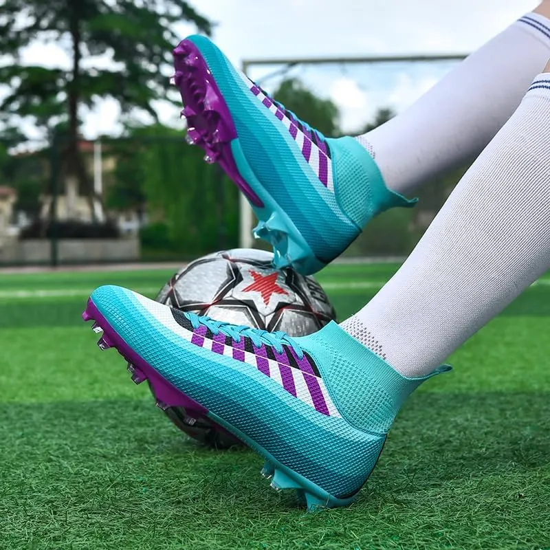 Men's Soccer Cleats Football Shoes High-Tops Non-Slip Spikes Indoor Outdoor Firm Ground Turf Sports Athletic Combat Boots Shoes Size 4.5-12