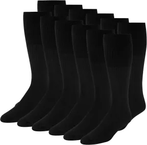 Men's Solid Tube Socks Over the Calf High 24" Size 9-10-13-15, 6 Pairs