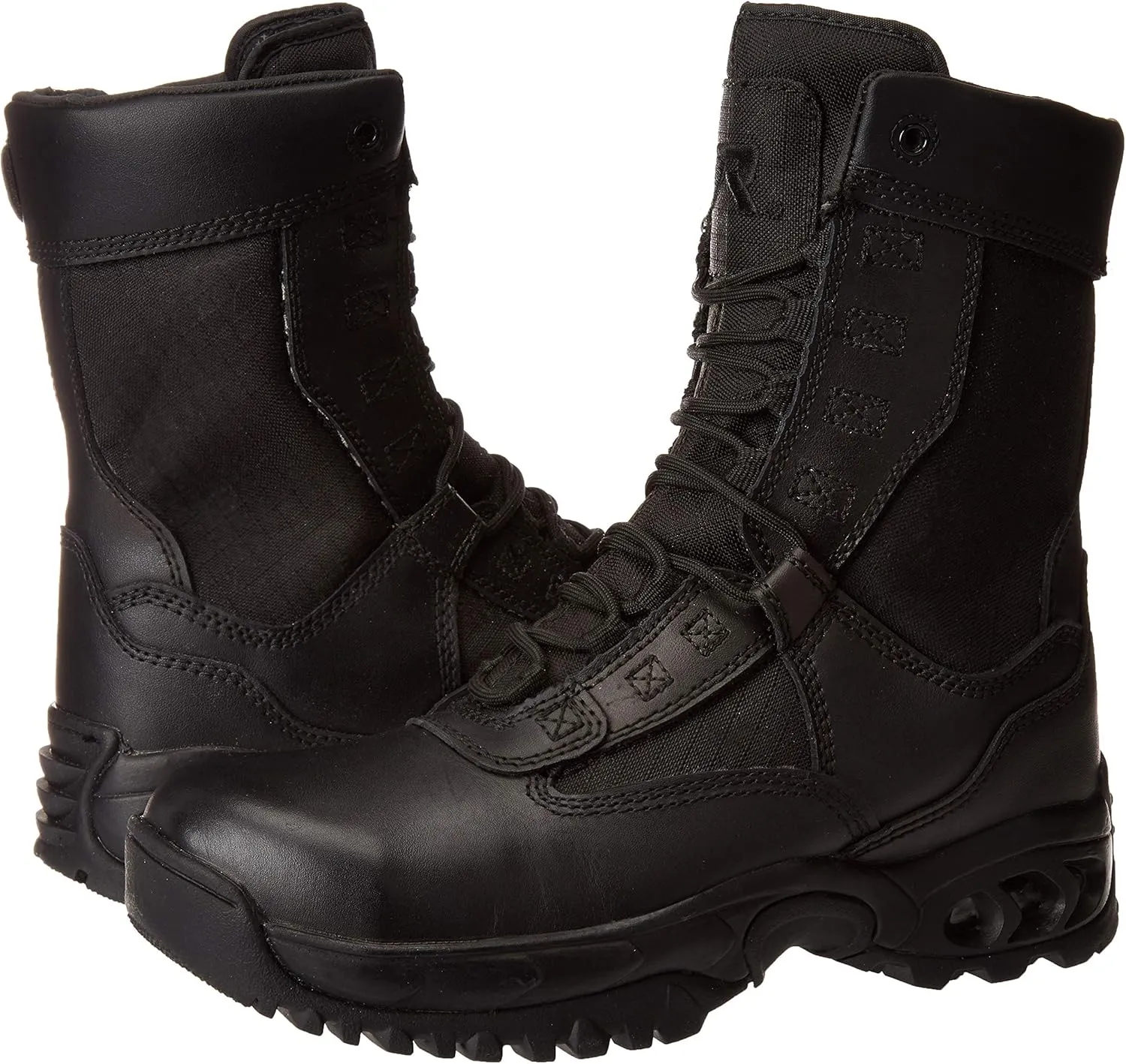 Men’s Tactical Steel Toe Work Boots The Ghost 8” with Zipper - Black Leather Oil & Slip Resistant Boots