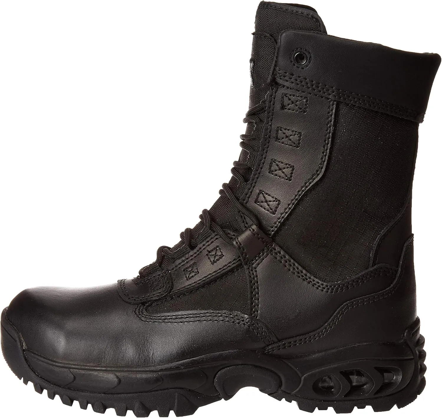 Men’s Tactical Steel Toe Work Boots The Ghost 8” with Zipper - Black Leather Oil & Slip Resistant Boots