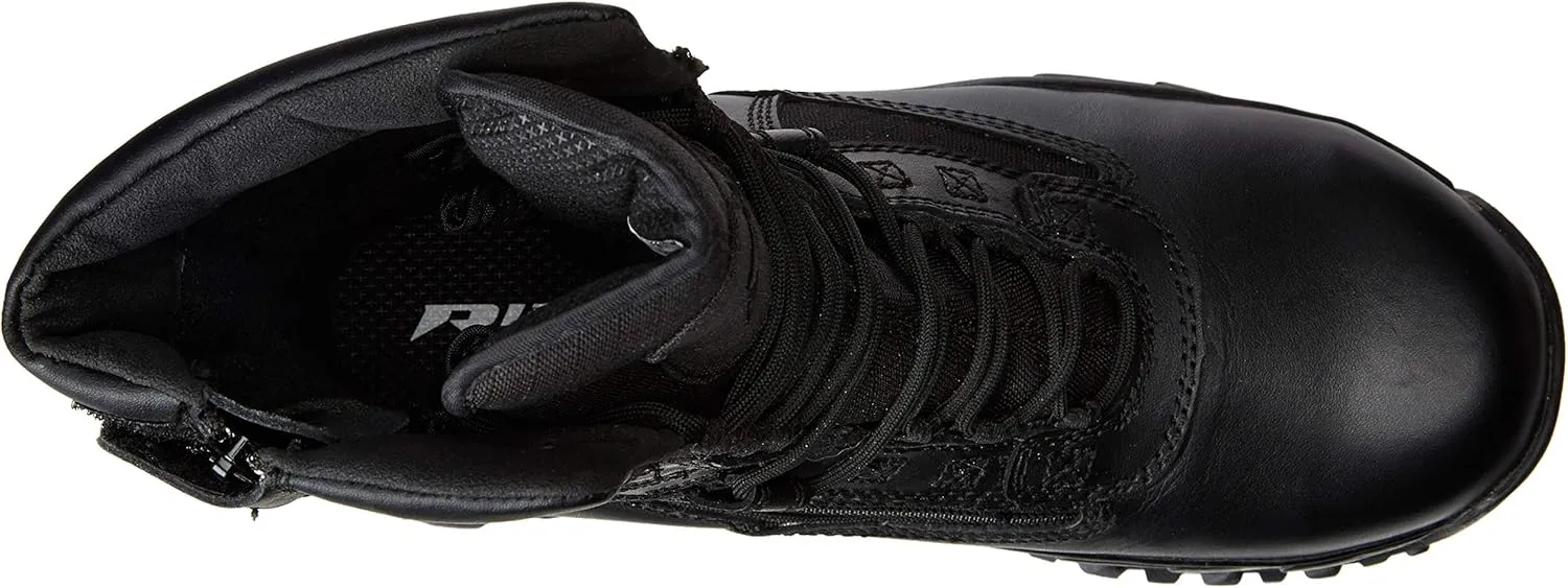 Men’s Tactical Steel Toe Work Boots The Ghost 8” with Zipper - Black Leather Oil & Slip Resistant Boots