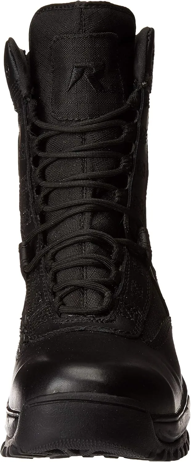 Men’s Tactical Steel Toe Work Boots The Ghost 8” with Zipper - Black Leather Oil & Slip Resistant Boots