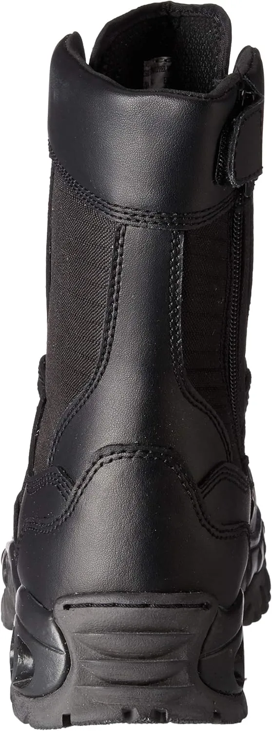 Men’s Tactical Steel Toe Work Boots The Ghost 8” with Zipper - Black Leather Oil & Slip Resistant Boots