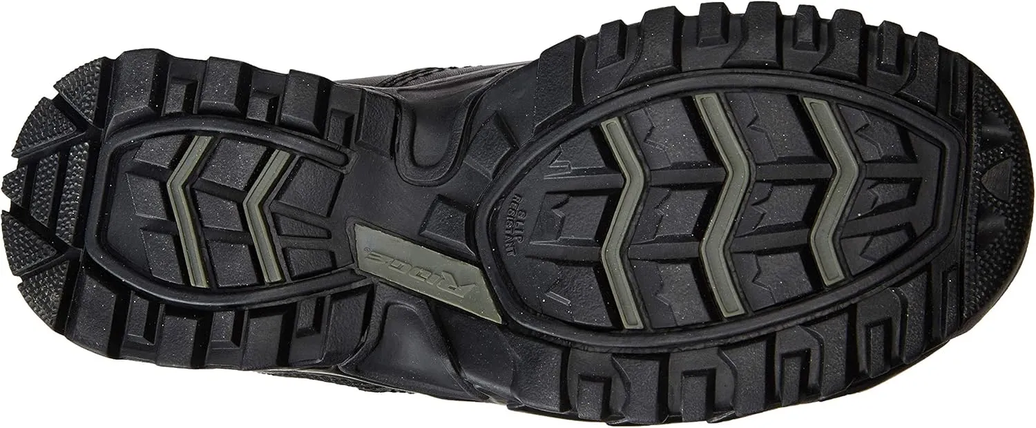 Men’s Tactical Steel Toe Work Boots The Ghost 8” with Zipper - Black Leather Oil & Slip Resistant Boots
