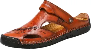 Men'S Water Sandals Men's Summer Breathable Hand Sewn Foot Covering Casual Beach Lazy PU Foreign Trade Sandals