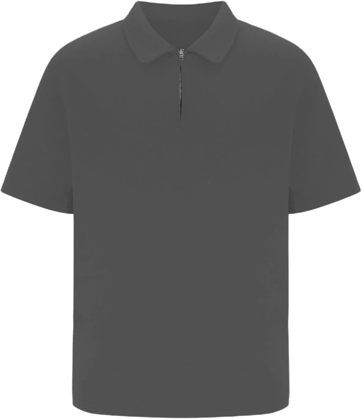 Men's Zipper Polo Shirt Casual Golf Shirt Moisture Wicking Quick-Dry Short Sleeve T Shirts Classic Fit Loose Shirts
