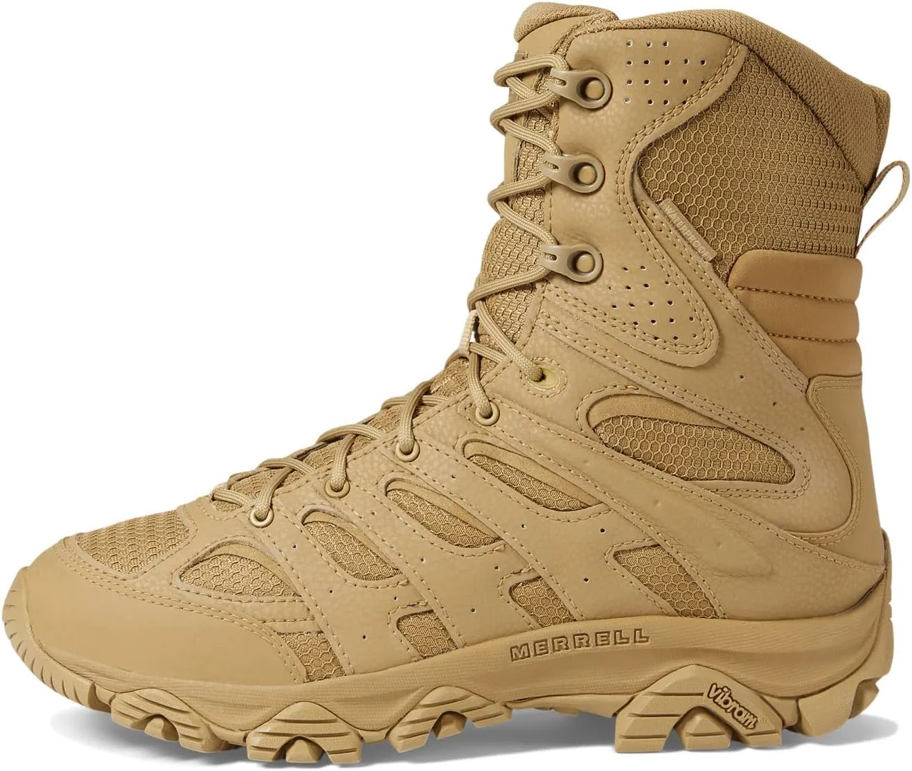Merrell Men's Moab 3 8” Zip Tactical Waterproof Boots, Durable & Comfortable Coated Leather Combat Hiking Shoes