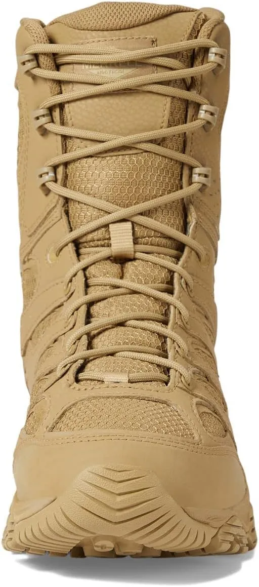 Merrell Men's Moab 3 8” Zip Tactical Waterproof Boots, Durable & Comfortable Coated Leather Combat Hiking Shoes