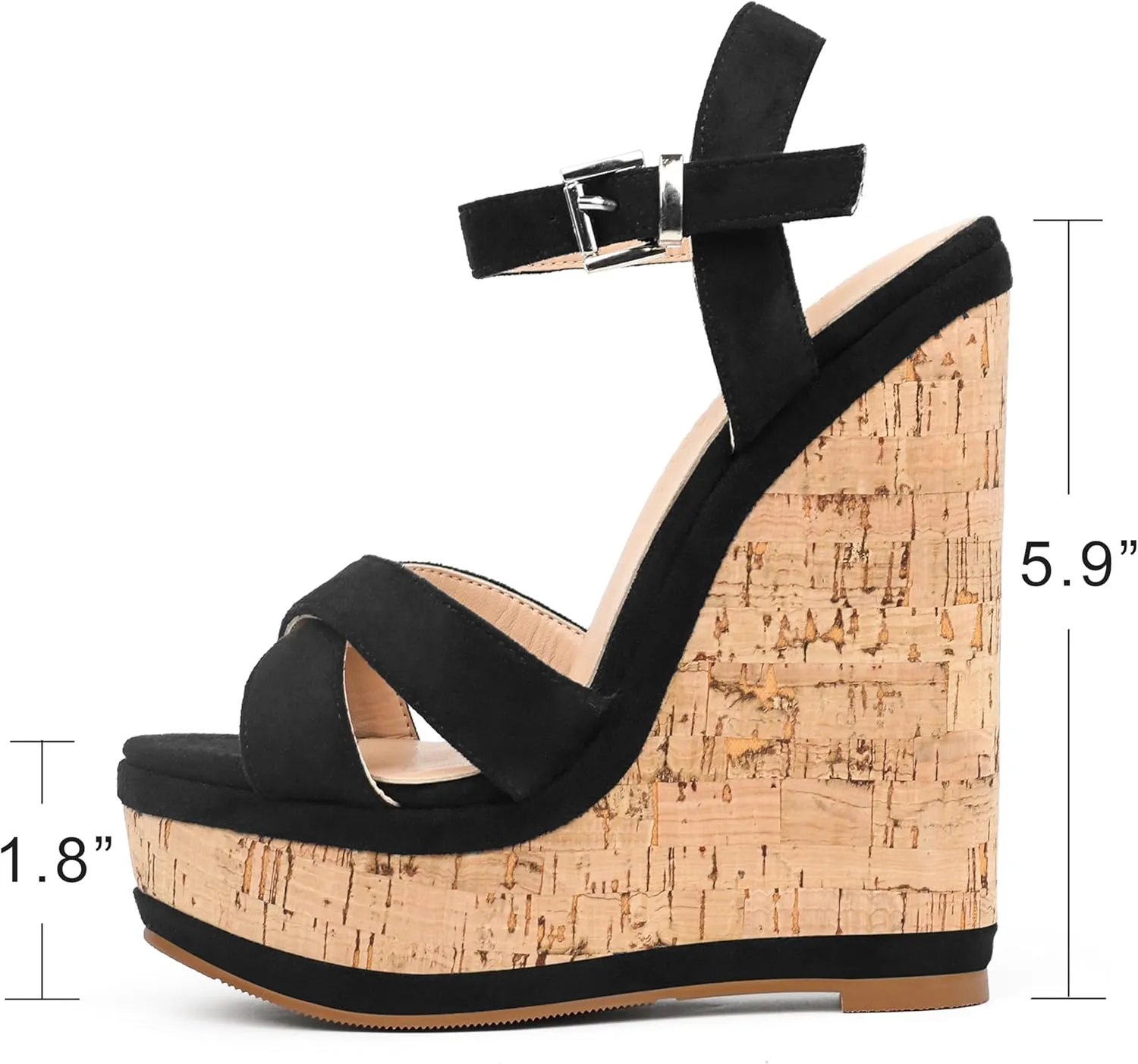 MERUMOTE Women's Fashion Platform Wedge Sandals Heeled Buckle Shoes For Summer