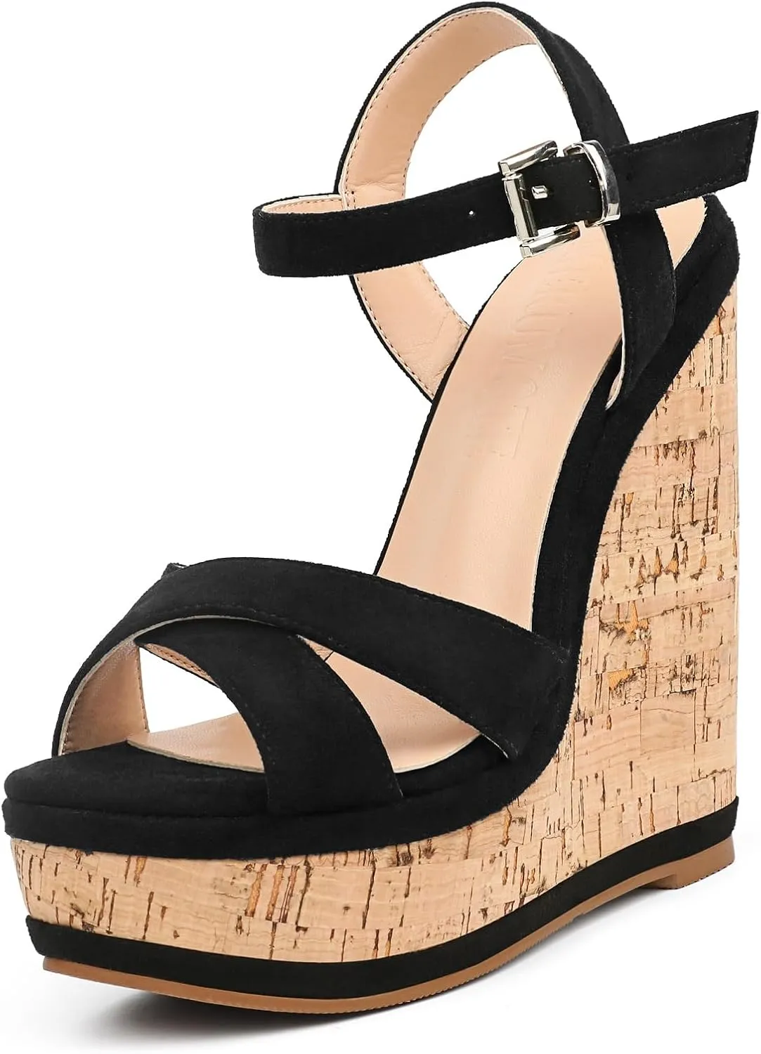 MERUMOTE Women's Fashion Platform Wedge Sandals Heeled Buckle Shoes For Summer