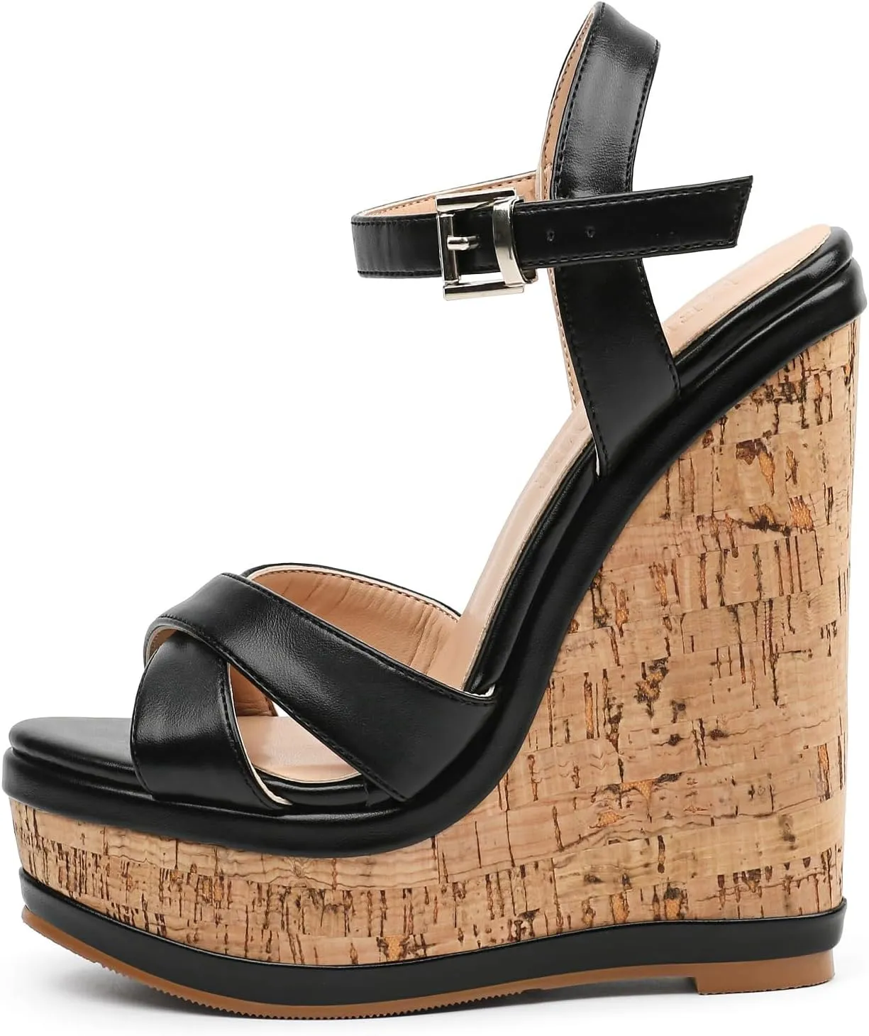 MERUMOTE Women's Fashion Platform Wedge Sandals Heeled Buckle Shoes For Summer