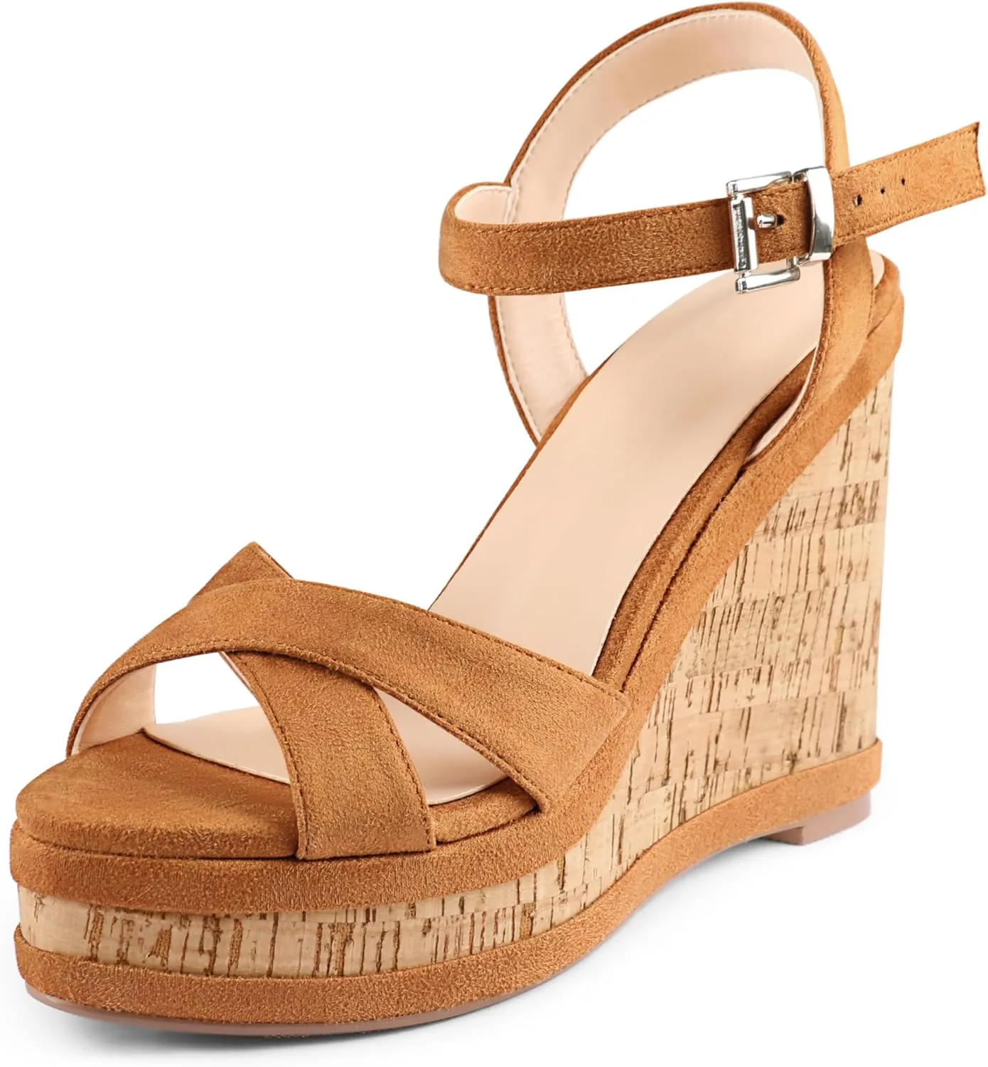 MERUMOTE Women's Fashion Platform Wedge Sandals Heeled Buckle Shoes For Summer