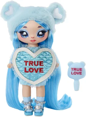 MGA Entertainment Na Na Na Surprise Lily Sarang - Blue Teddy Bear-Inspired 7.5" Fashion Doll with Light Blue Hair, Heart-Shaped Dress and Brush