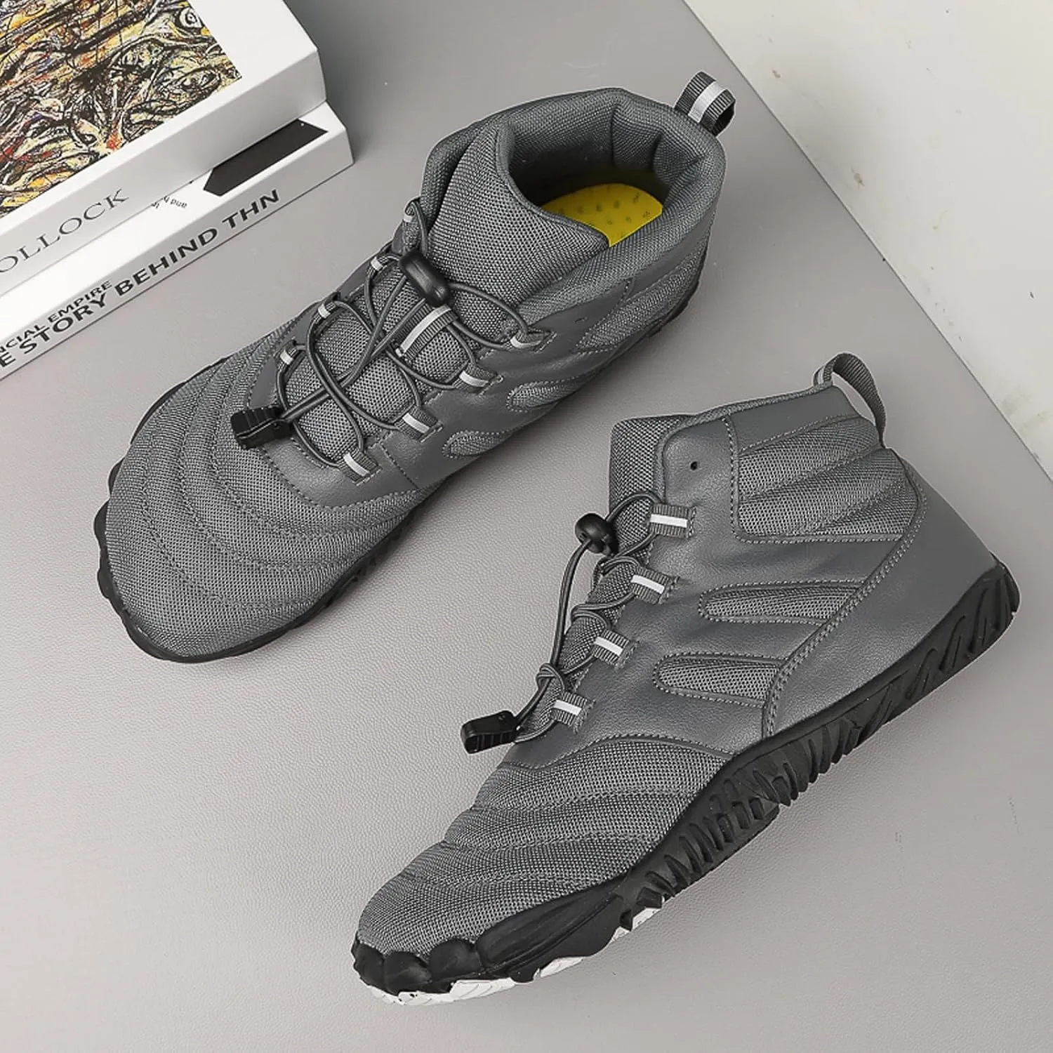 Minimalist Barefoot Shoes Men Women Winter Wide Toe Box Zero Drop Walking Shoes High Top Warm Ankle Booties