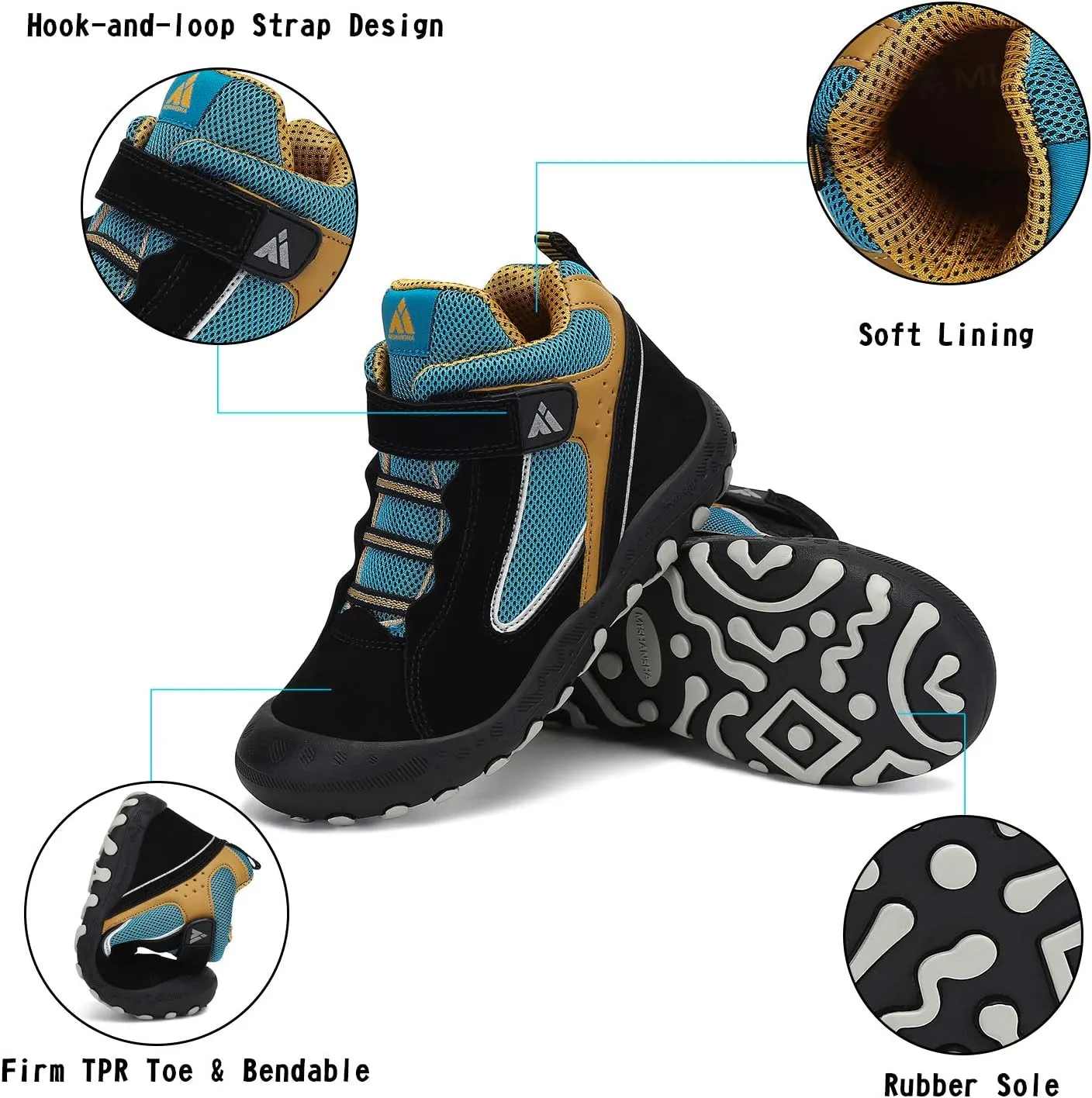 Mishansha Boys Girls Hiking Shoes Kids Anti Collision Hiking Boots Non Slip Sneakers Outdoor Trekking Walking Climbing Running