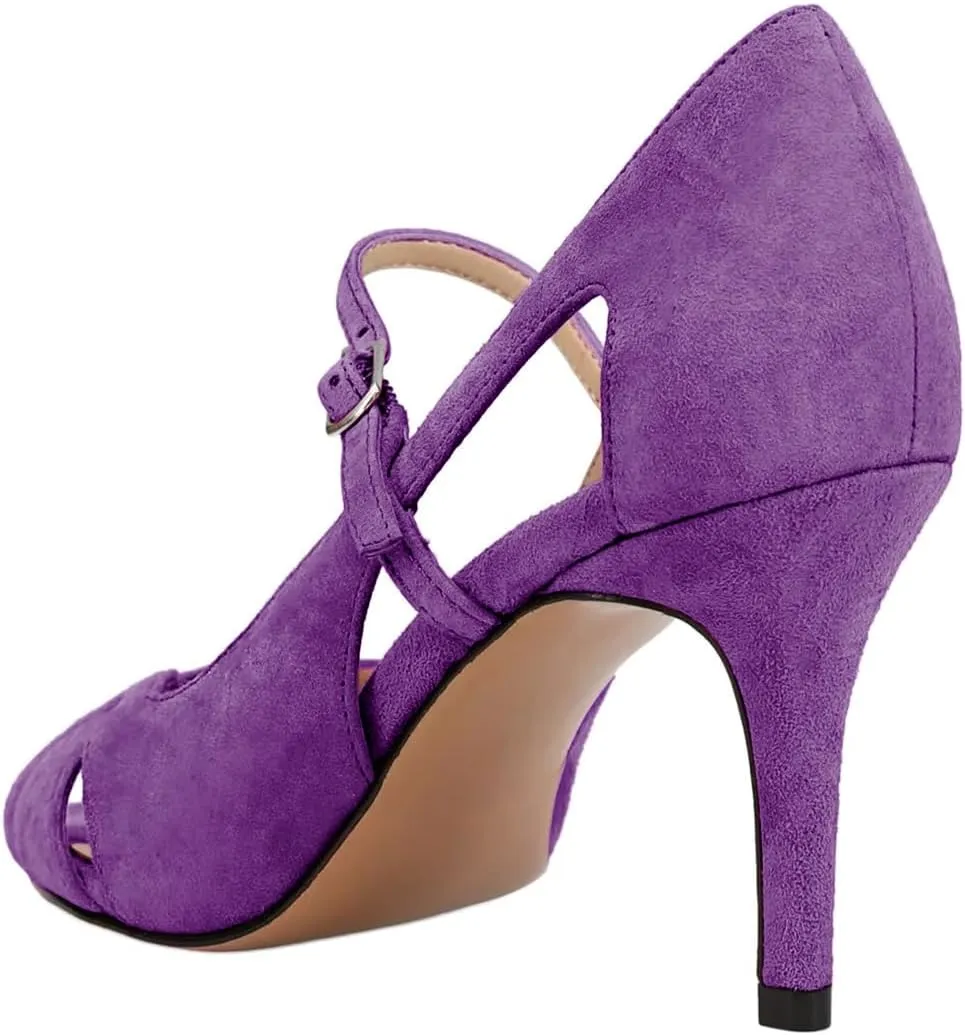 miss left Women Graceful Peep Toe Cutout Heeled Sandals Single Strap Buckle Thin High Heel Stylish Party Casual Pump Shoes Size 4-16 US