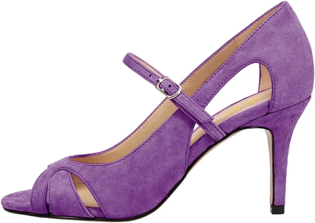 miss left Women Graceful Peep Toe Cutout Heeled Sandals Single Strap Buckle Thin High Heel Stylish Party Casual Pump Shoes Size 4-16 US